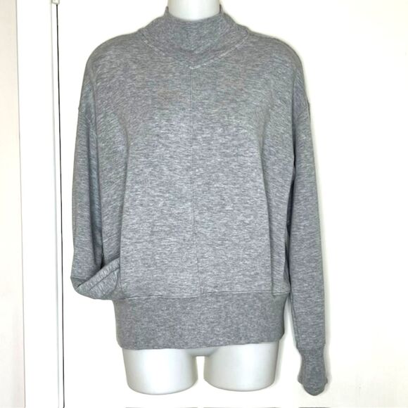 ATHLETA "APOLLO" GRAY KNIT FLEECE TOP KANGAROO POCKET SIZE XXS - Picture 2 of 12